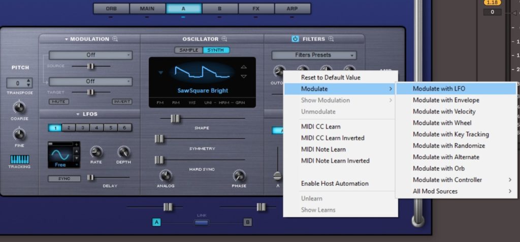 Contrôles de modulation Omnisphere 2